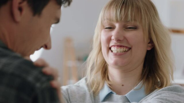 happy couple marriage proposal young man proposing to girlfriend enjoying romantic surprise engagement ring hugging boyfriend smiling excited 4k