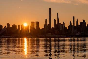 New York, NY - USA - Sept. 4, 2021: Horizontal image of the skyline of the westside of Manhattan at...