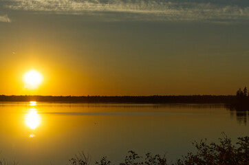Astotin Lake under the Glow of the Setting Sun