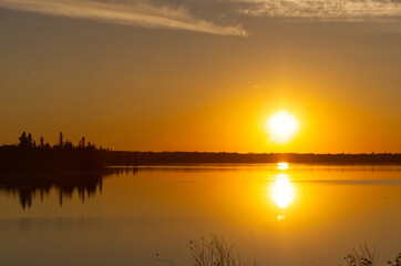 Astotin Lake under the Glow of the Setting Sun