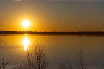 Astotin Lake under the Glow of the Setting Sun