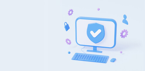 The concept of computer security from hacking. Protection of the user's personal data. 3d rendering.