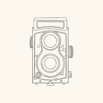 Retro Vintage Camera Photo Photography Hand Drawn Illustration Drawing