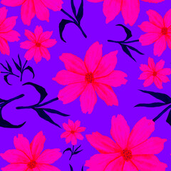 Watercolor seamless pattern with flowers. Vintage floral pattern. Flower seamless pattern. Botanical art. Floral botanical collection. Wedding floral set. Watercolor botanical design.	