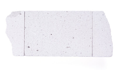 Aerated concrete block isolated at white background. Lightweight concrete texture