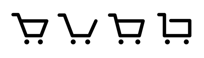 Shopping cart symbol set. Shopping basket icon. Sale vector icon. Outline shop sign isolated.
