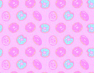 Cute donut seamless pattern repeat doughnut print for textiles or backgrounds. With sprinkles.