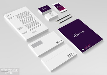Business corporate identity template set. Vector mock up for office. 