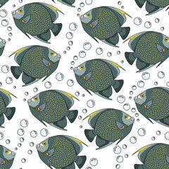 Grey fish. Seamless pattern. Can be used in textile industry, paper, background, Scrap booking.