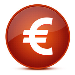 Euro sign aesthetic glossy brown round button abstract