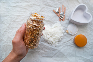 Candlelight.A set for homemade candles. Idea for a hobby, business. Making fashionable candles with your own hands.