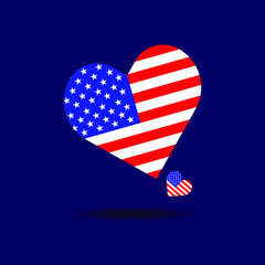 United States love shaped flag vector design eps 10 free file