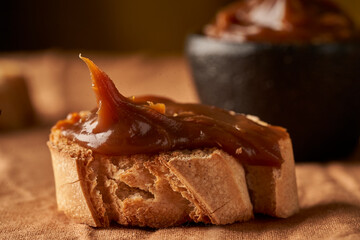 toasted bread with dulce de leche