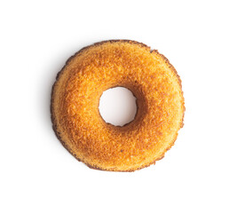 Round sponge cake dessert. Sweet donut.