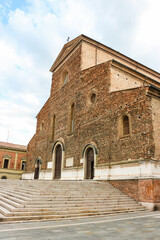 Fototapeta na wymiar Faenza, Italy. Beautiful architecture of Faenza cathedral (Cattedrale di San Pietro Apostolo).