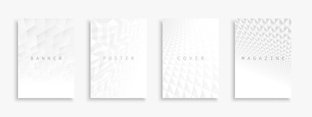 Set of vector light abstract contemporary templates, placards, brochures, banners, flyers, backgrounds. Geometric 3d textures - creative cover design