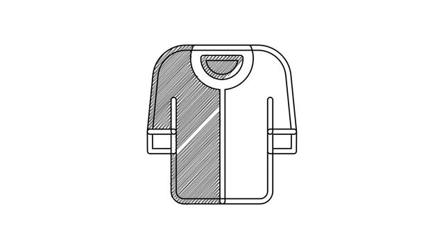 Black line Baseball t-shirt icon isolated on white background. Baseball jersey, sport uniform, raglan t-shirt sport. 4K Video motion graphic animation