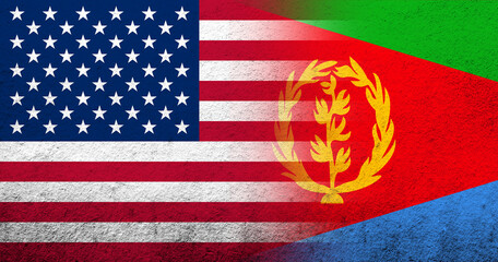 United States of America (USA) national flag with  Eritrea national flag. Grunge background