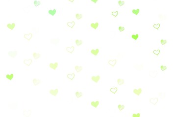 Light Green, Yellow vector template with doodle hearts.
