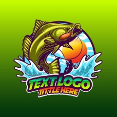 fishing mascot logo vector illustration