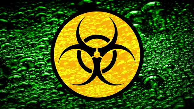 Biohazard Sign Over Bubbling Green Liquid
