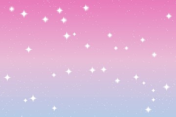 Sky and stars background. Blue and pink space background. The twinkling sky. Vector background.