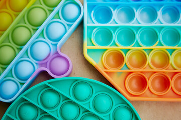 Trendy silicone toy. Rainbow sensory fidget. Colorful antistress sensory toy fidget pop it toy....