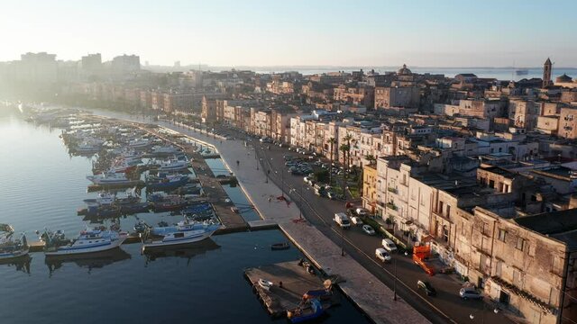 An aerial view of Taranto old city, Puglia. Italy