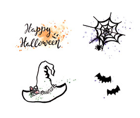 Halloween hand drawn illustration set