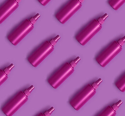 cosmetic bottle on colored background