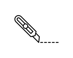 Cutter knife, stationery knife icon in trendy outline style design. Vector graphic illustration. Cutter icon for website design, logo, and ui. Editable vector stroke. Pixel perfect. EPS 10.