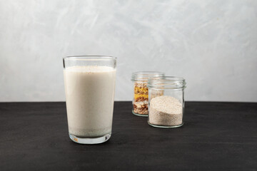 Misutgaru or Misugaru Latte drink. Healthy Protein smoothie with roasted multi-grain powder