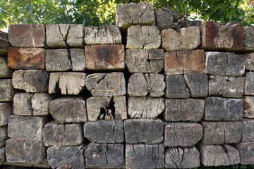 texture background wall of Massive wooden beams 