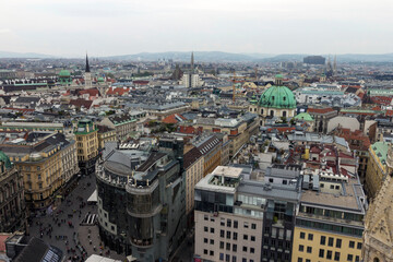 Skyline of the city Vienna from the tower of the St. Stephen's Cathedral
