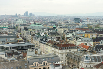 Skyline of the city Vienna from the tower of the St. Stephen's Cathedral