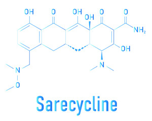 Sarecycline antibiotic drug molecule (tetracycline class). Skeletal formula.