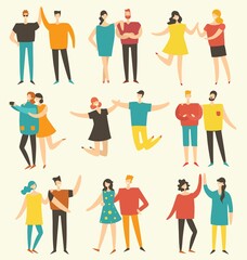 Vector illustration in a flat style of different activities people