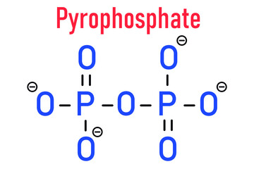 Pyrophosphate (PPi) anion. Important in biochemistry, used as food additive (E450). Skeletal formula.