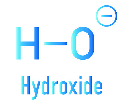 Hydroxide anion, chemical structure. Skeletal formula.