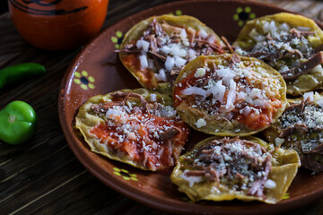 Chalupa poblana. Mexican food. September 16. tortilla with sauce.