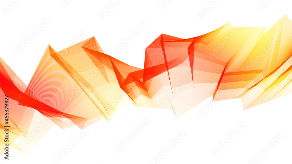 Poster Thin broken lines with a color gradient from scarlet red through orange to yellow
