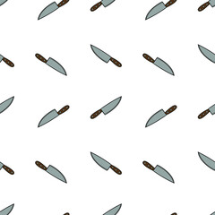 Knife Kitchen Tool Pattern Vector Illustration. Design Texture Clip Art Background. Cooking Banner Barbecue Party.