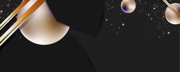 A universal version of the basis for a Wedding or Christmas gold elements dots circles and lines design black background abstract shiny color golden