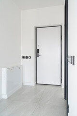 Modern and perfectly designed apartment entrance with elegant white door.