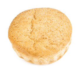round bread loaf with sesame isolated on white background