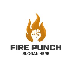 Fire fist logo design. Fire and punch logo combination