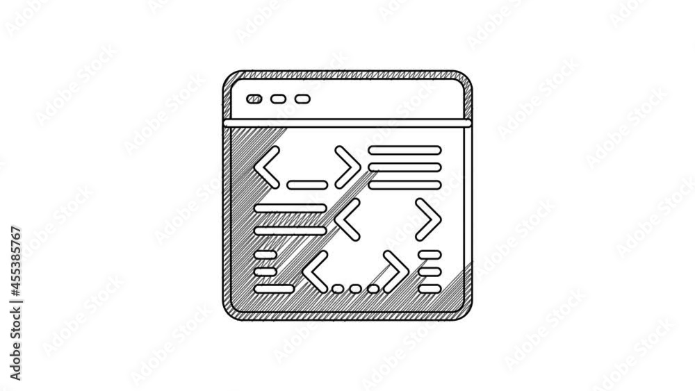 Wall mural black line software, web developer programming code icon isolated on white background. javascript co