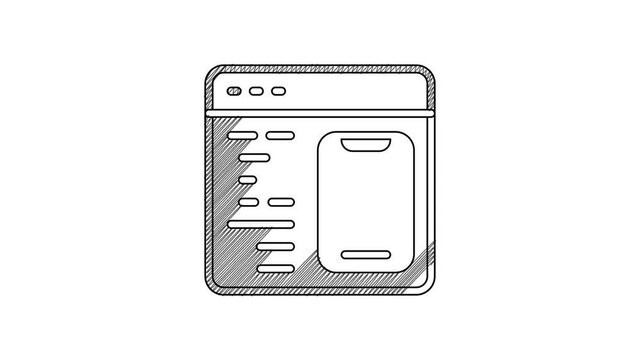 Black line Software, web developer programming code icon isolated on white background. Javascript computer script random parts of program code. 4K Video motion graphic animation