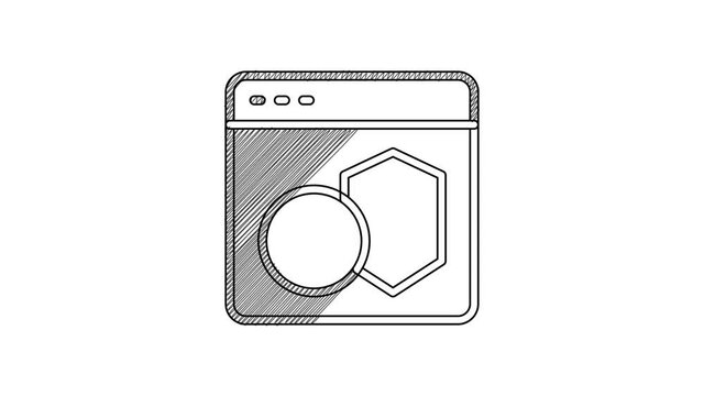 Black line Software, web developer programming code icon isolated on white background. Javascript computer script random parts of program code. 4K Video motion graphic animation