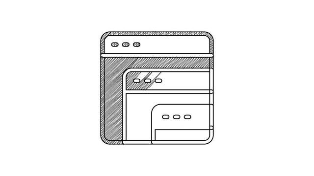 Black line Software, web developer programming code icon isolated on white background. Javascript computer script random parts of program code. 4K Video motion graphic animation